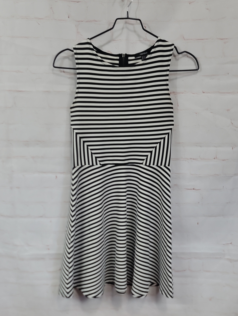 Forever 21 Black and White Striped Fit & Flare Mini Dress